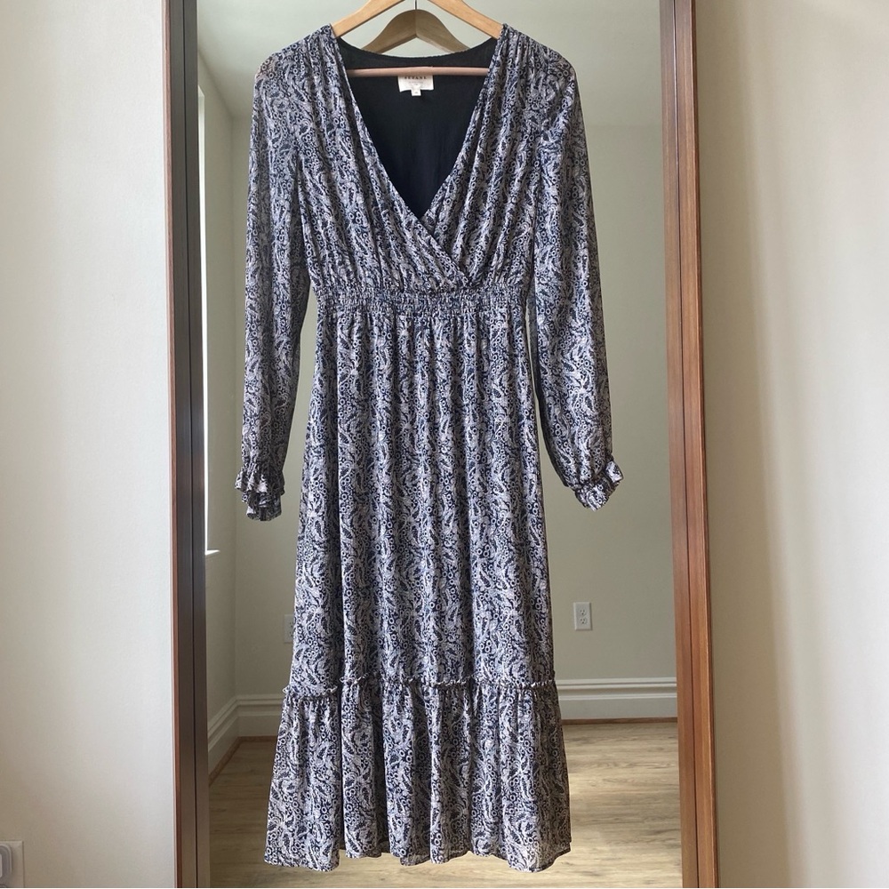 Sézane Black and White Paisley Dress